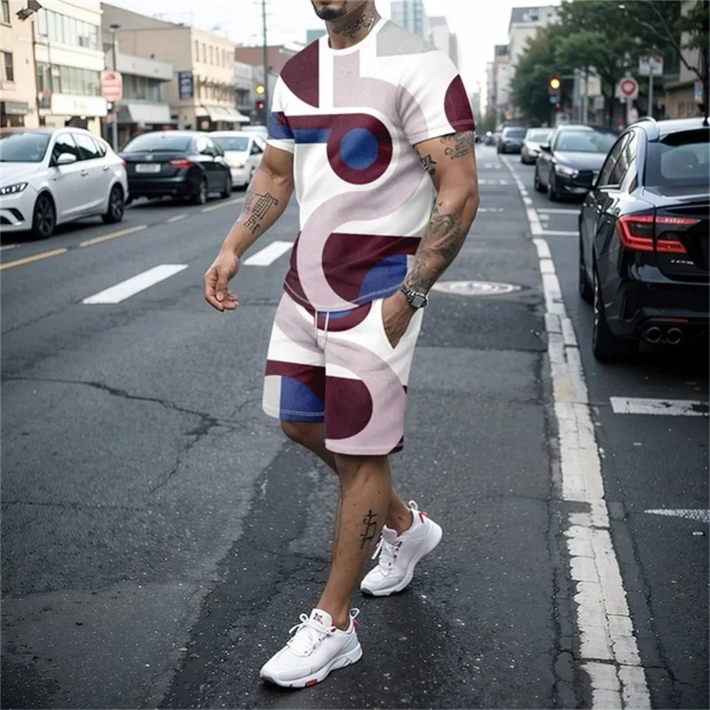 Fashion mens song set 2piece summer striped sports Hawaiian short sleeved Tshirt and casual fashion clothing 241211