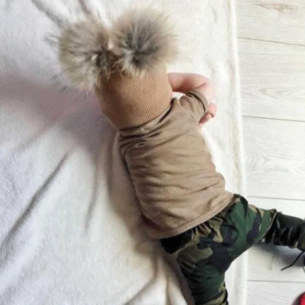 Baby Winter Warm Wool Knitted Beanie Hats Caps Kids Two Fur Pom pom Bobble Ball Beanies Girls Boys Children Hat Cotton Soft CapXJ241213