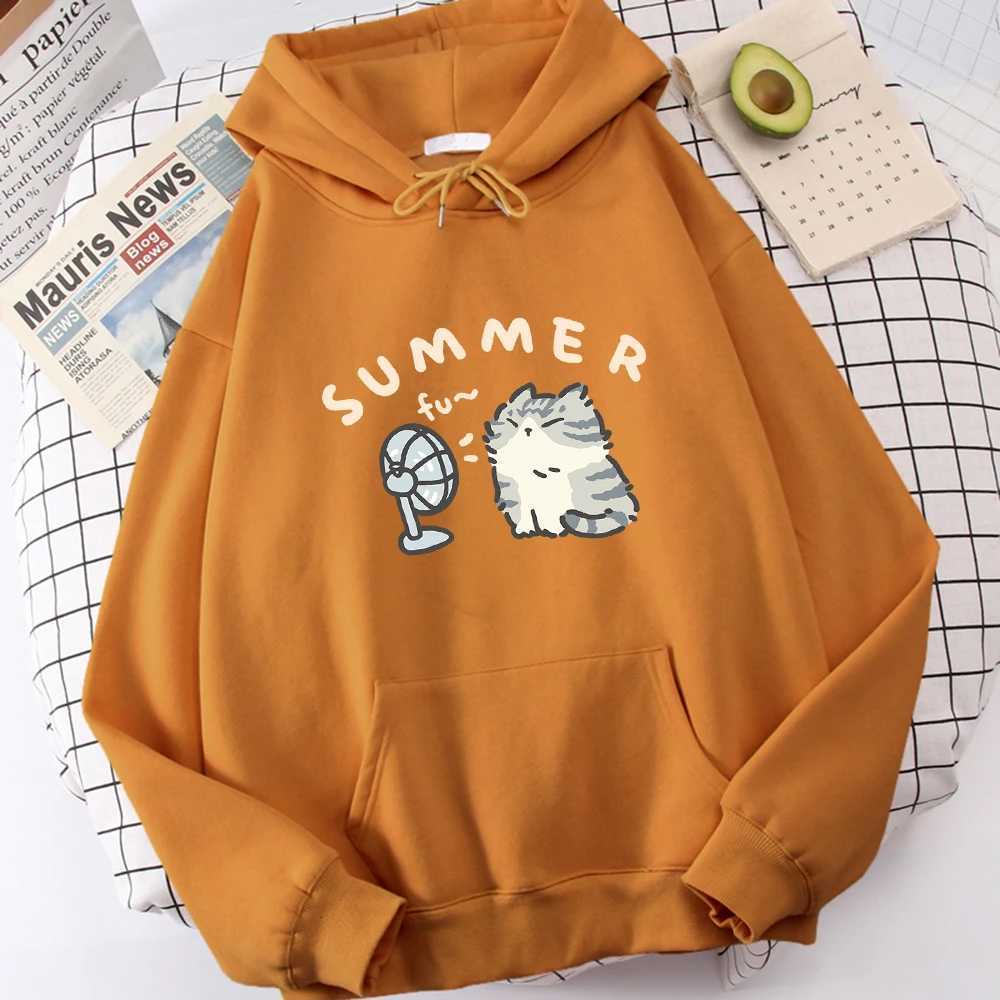 Short Beauty Blowing Fan Fun Print Mens Sweatshirt Breathable Original Street Clothing Graphic Sports Pullover Outdoor Novel Top W241213