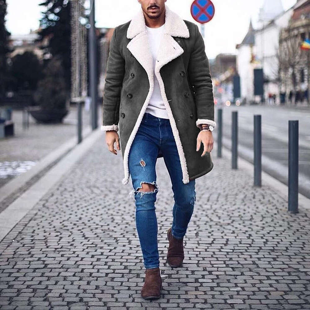 New Winter Fleece Composite Suede Men's Warm Jacket