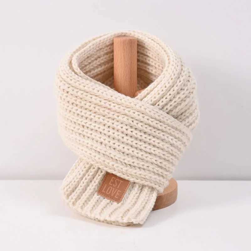 Scarves Wraps New Children Winter Autumn Knitted Scarf Keep Warm Solid Candy Colors Baby Girls Boys Kids Neck Gaiter H241213