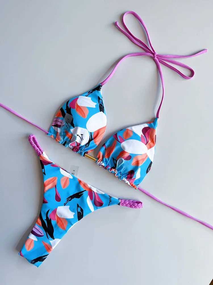 Swimwear Women opard Printed Sexy Bikini Set Striped Beachwear Summer Swimsuit Two-pieces Thong Bathing Suit BiquinisXJ241212