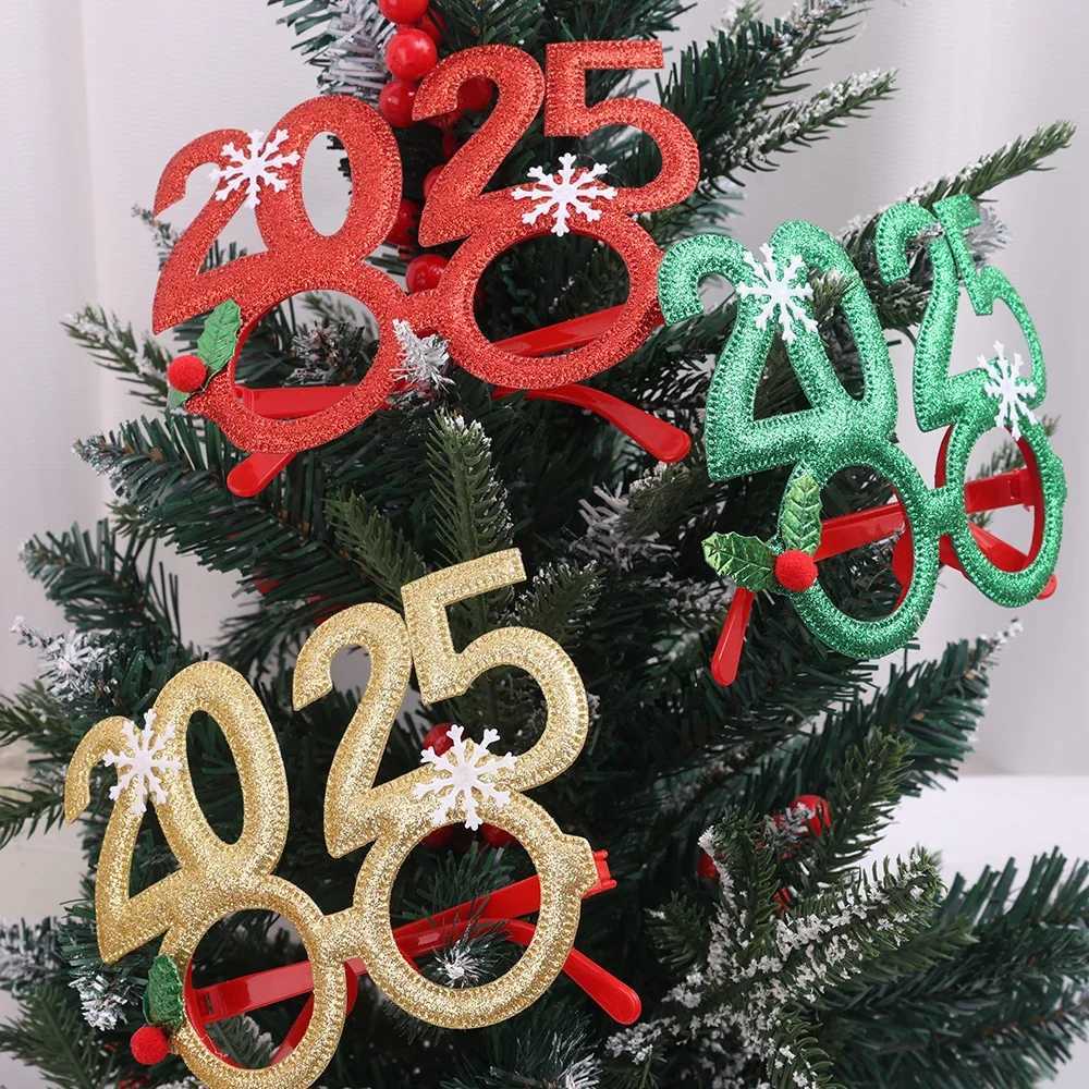 Sunglasses 1/6pcs 2025 New Year Glasses Christmas Ornaments Happy Party Photo Prop Kids Navidad Gifts Xmas Eve Decorations H241213
