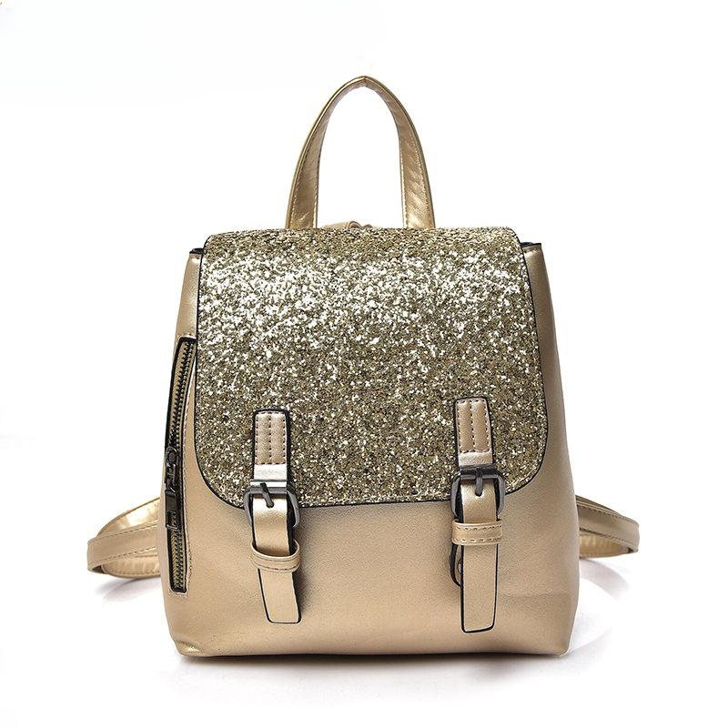Female Fashion Style Silver Backpack Shine BackpacWomen backpack For Adolescent School Bag