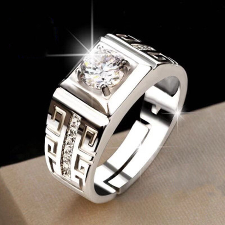 Choucong Lab Moissanite Diamond Wedding Rings Sparkling Luxury Jewelry 925 Sterling Silver Round Cut Zircon Party Eternity Male Open Ring For Men Gift