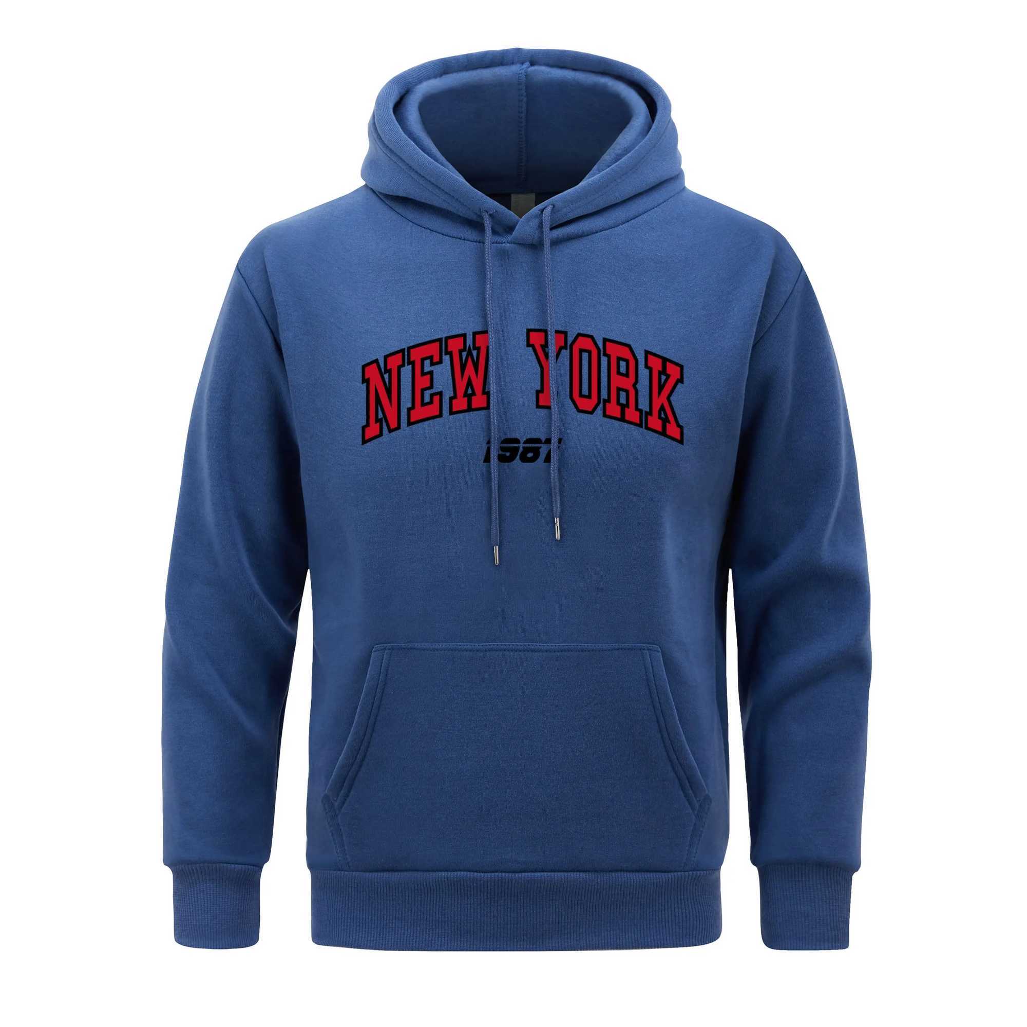 New York mens hoodie Aherica mens hoodie loose spring and autumn warm hoodie black Pullover clothing W241213