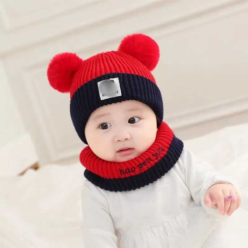 1Set Baby Hat Scarf Set Bear Warm Knitted Children Winter Hat Cap Bonnet Infant Toddler Kids Hat Boys Girls Crochet Beanie 1-5YXJ241213