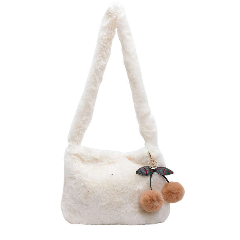 Cute Plush Cherry 2024 Autumn/Winter New Single Shoulder Tote for Women, Internet Celebrity, High end Hairy Crossbody Bag