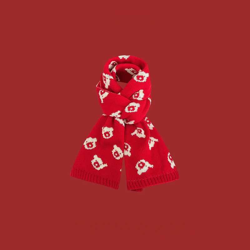 Scarves Wraps New Year Cute Bear Wool Scarf Babies Christmas Thick Soft Neckerchief Chirdren Shawl Winter Warm Cute Neckerchief Accessories H241213