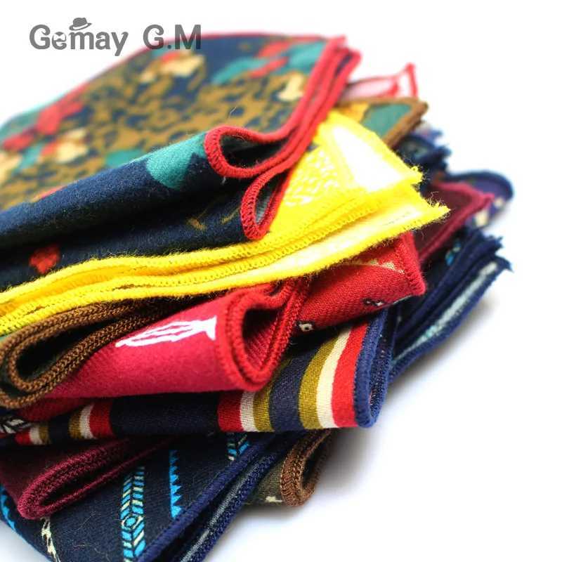 Fashion set floral print pocket square 25cm * 25cm mens cotton handle headscarf womens Hanji W241213