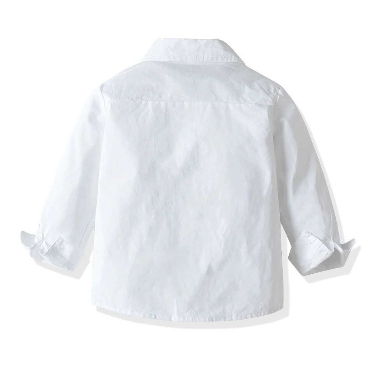 Spring and Autumn Preschool Baby Clothing Pure White Shirt+Red Pants+Belt Childrens Set 1-6 Year Old Boys Set W241213