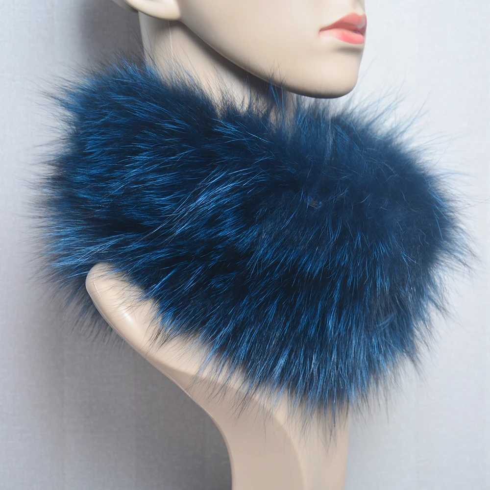 Scarves Wraps 2024 Real Fox Fur Scarf Headband Women Winter Ring Neck Warmer Good Elastic 100% Natural Mufflers H241213
