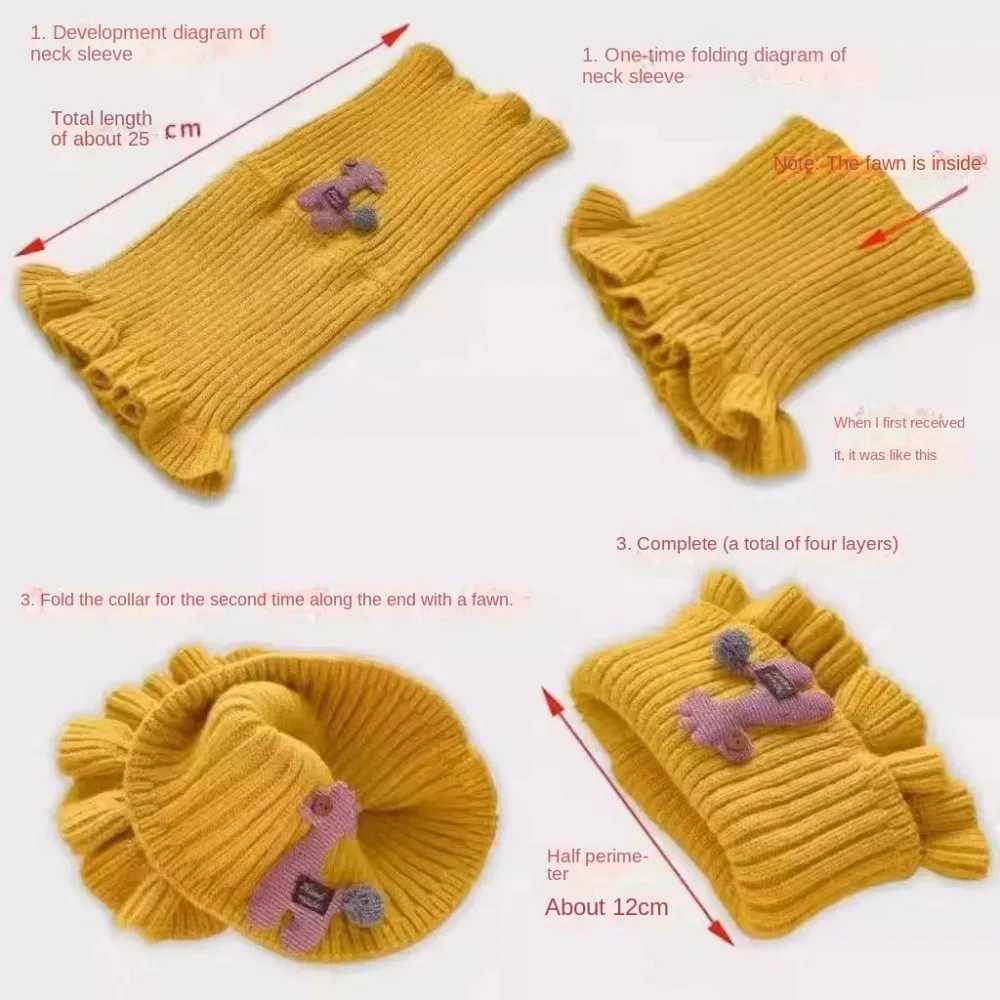 Scarves Wraps Baby Cartoon Knit Scarfs Knitted Scarf Wool Outdoor Scarves Warm Scarves Multiple Olors Ruffle Neck Kids High Quality H241213