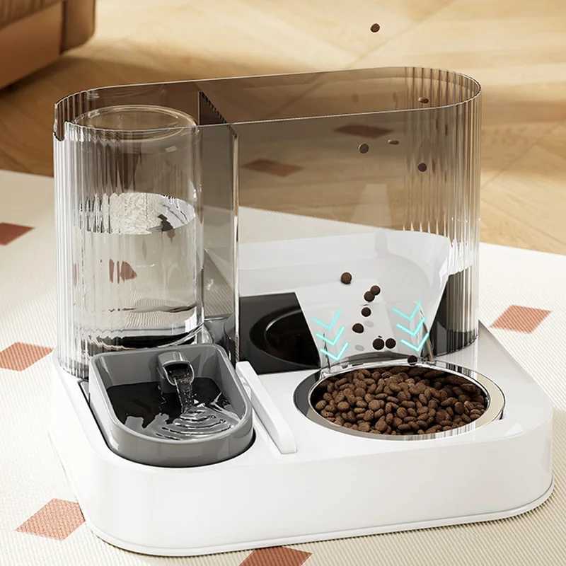 Cat Feeders 2 in 1 Pet Cat Feeder Automatic Pet Water Dispenser Large Capacity Cat Drinker Bowl Pet Food Storage Container Cat Accessories z241213