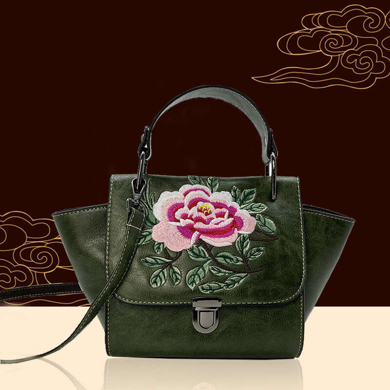 Handbag, Chinese embroidered peony women's bag, new ethnic style single shoulder crossbody bag