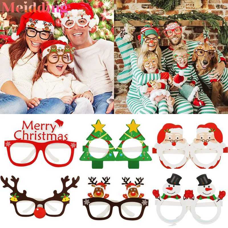 Sunglasses 9pcs Christmas Decorations Glasses Santa Claus Xmas Tree Elk Glasses Frame Xmas Party Photo Props Kids New Year Christmas Gifts H241213