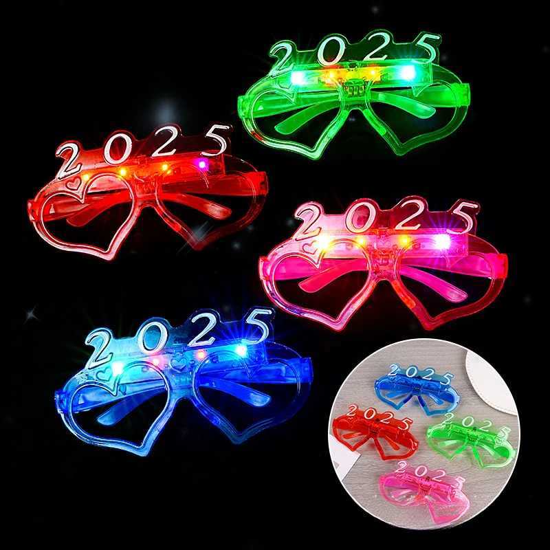 Sunglasses 1-20pcs LED 2025 Light Up Glow Glasses Neon Party Love Heart Flash Sunglasses for Adults Kids Christmas New Year Party Supplies H241213