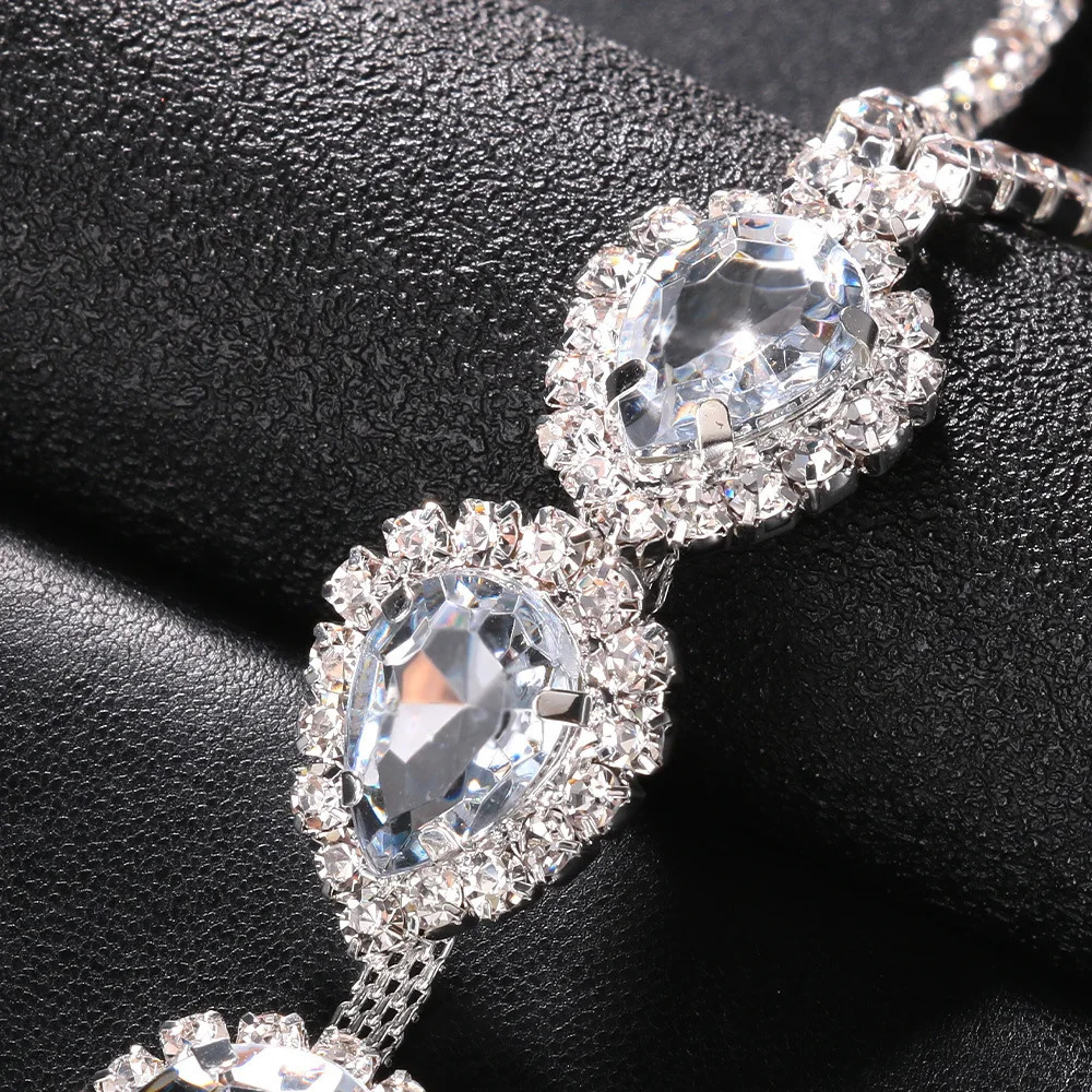 Fashion Sexy Water Drop Necklace Chest Chain for Women y Rhinestone Body Party Waist Jewelry Accessories Gift 241213