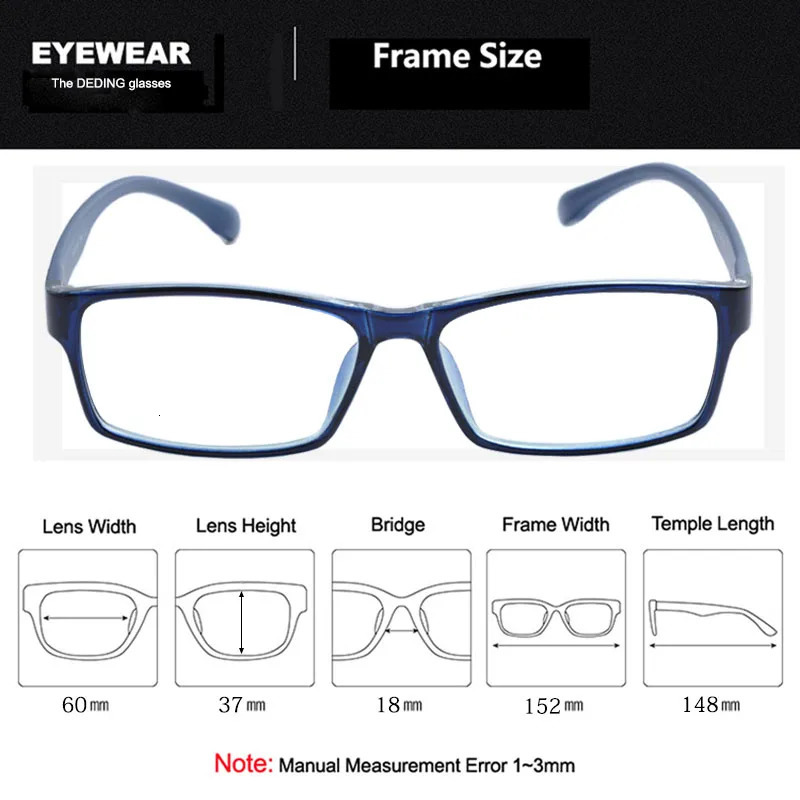 DeDing Men Super Large Wide Oversized Full Frame Rectangular Clear Lens Glasses Size6018148mm anteojos de hombres DD1100 241213