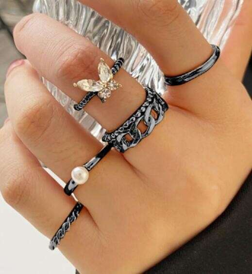 Hot selling metal joint creative minimalist ins style ring combination set of 7 rings