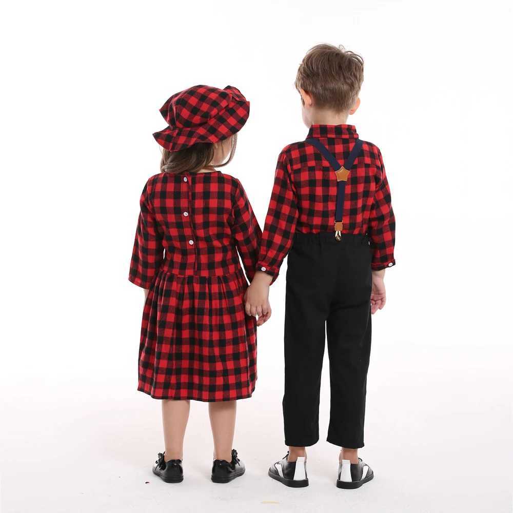 Top and Top Fall Winter Christmas Brothers and sisters Matching Set Boys Gentlemens Set+Girls Dress Childrens Set W241213