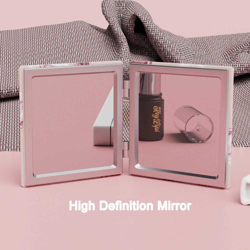 Mini Double-Sided Folding Pink Vanity Mirror Cute Handheld Cosmetic Mirror Portable Square High-Definition Mirror Make Up ToolsXJ241213