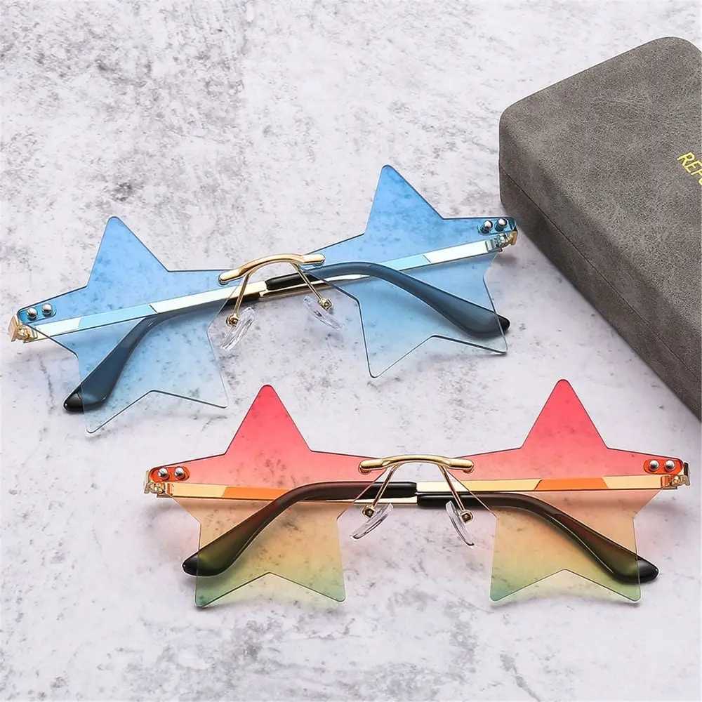 Sunglasses Rimless Sunglasses for Women Men Star Shape Sun Glasses Pentagram Eyewear Funny Party Glasses Christmas Decoration Eyeglasses H241213