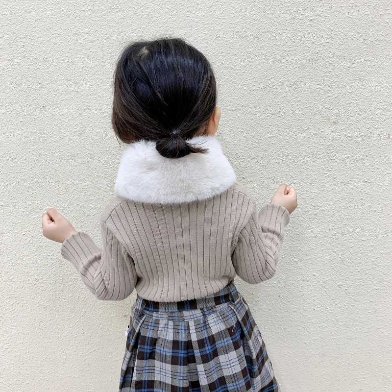 Scarves Wraps Korean Sweet Baby Scarf Imitation Rabbit Fur Winter Thick Warm Neckerchief for Princess Girl Outdoor Anti-Cold Kids Neck Cover H241213