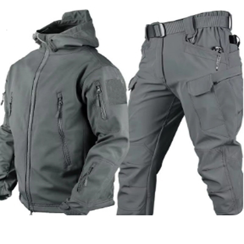 Outdoor Shark Skin Warmth Set Camo Plush Thickened Coat Autumn Racing Top Does Not Include Cuff Pattern