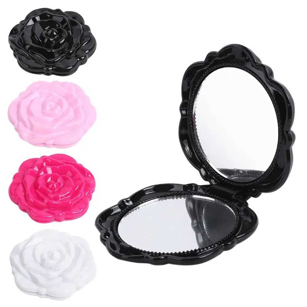 Double-Sided Rose Flower Makeup Mirror Round Shape Convenient Mini Pocket Mirror Handheld Cosmetic Mirror Travel Beauty ToolXJ241213