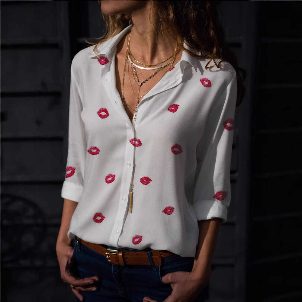 Women's Tops, Digital Long Sleeved Heart Printed Shirts, Women's Trendy Clothing, Fashionable And Casual Temperament