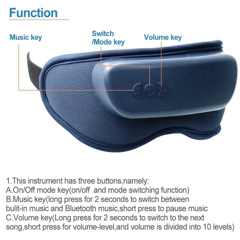 EMS intelligent airbag vibration Bluetooth music heating eye massager used to relieve eye fatigue and improve sleep eye care W241213