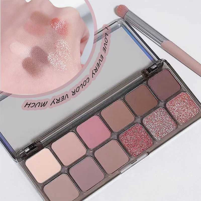 2 Colors Eyeshadow Palette Cement Grey Pink Brown Color Tone Natural Eyeshadow Palette Long Lasting Matte Pearly Korean Makeup W241213