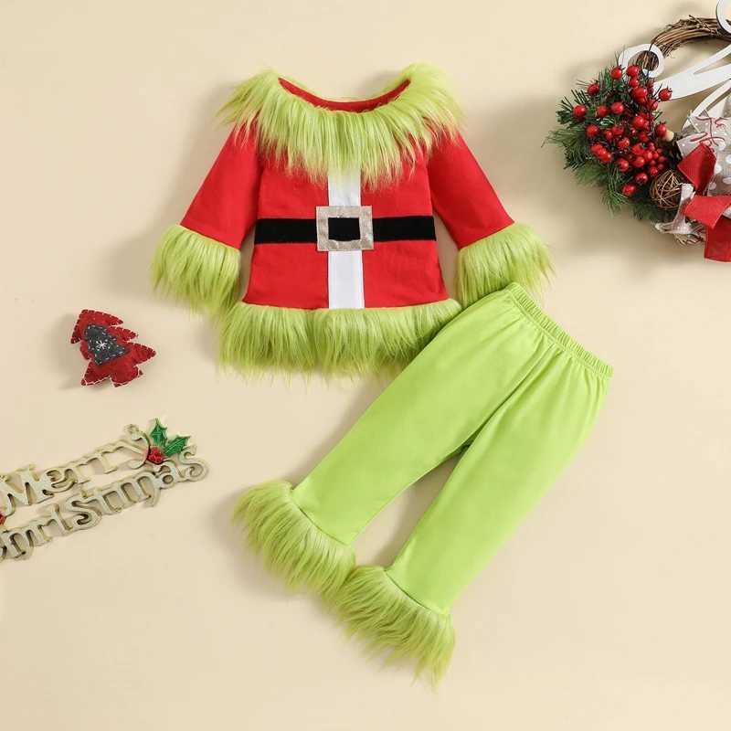 2023/08/16 Lioraitin 6M-7Y Childrens Boys and Girls Christmas Clothing Set Plush Top and Elastic Waist Pants Set Childrens Camouflage Set W241213