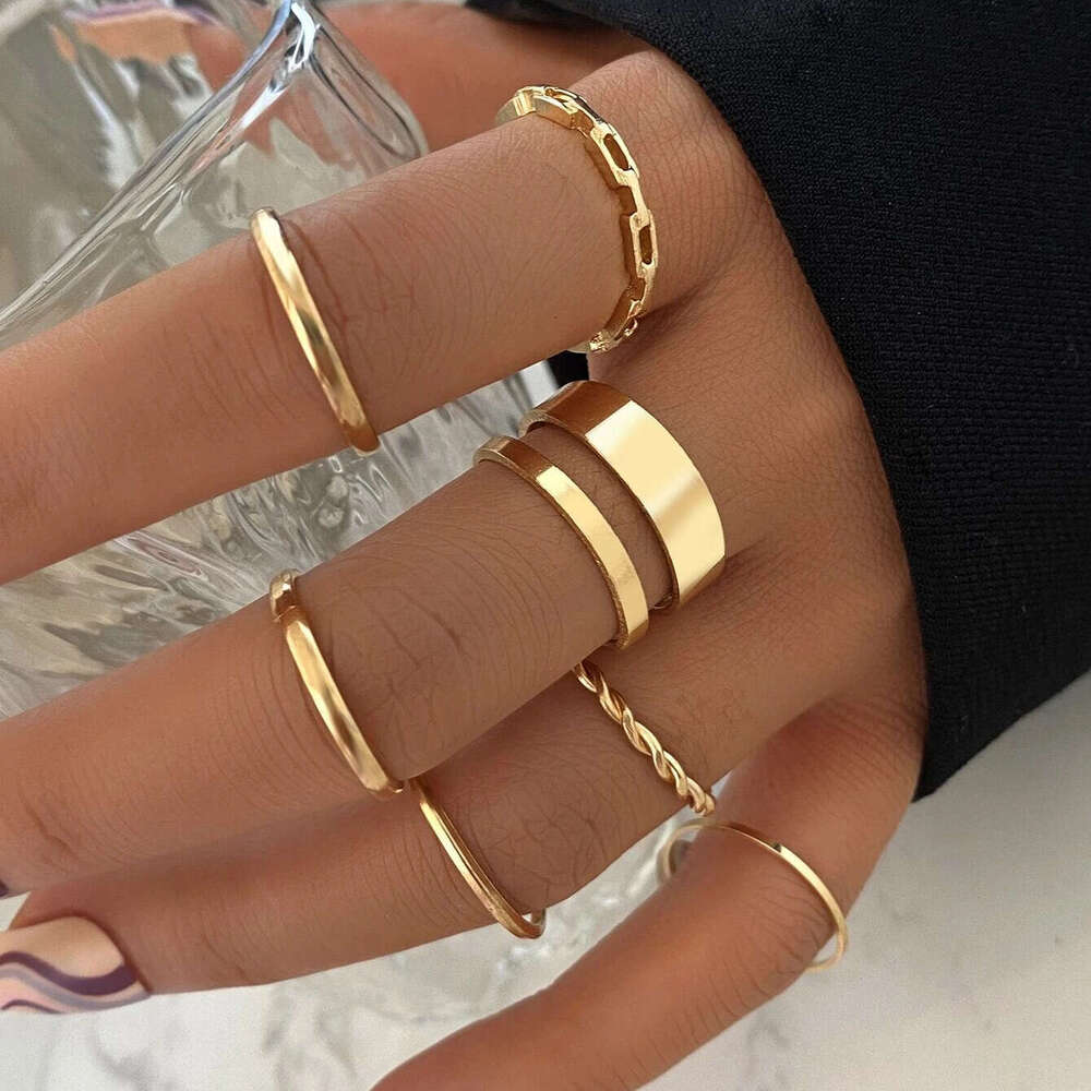Hot selling metal joint creative minimalist ins style ring combination set of 7 rings
