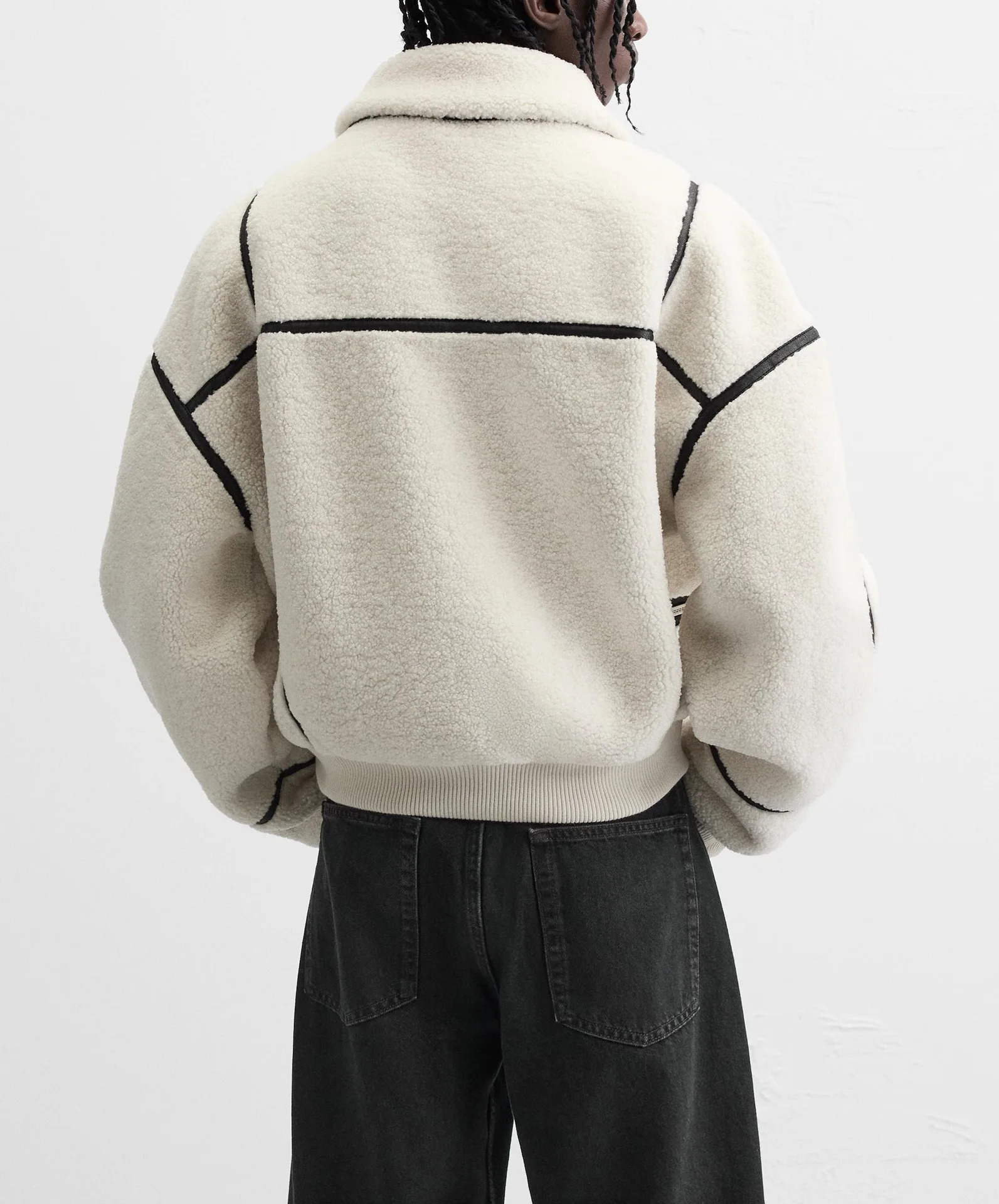 Winter lapel fleece lamb wool jacket men 241213