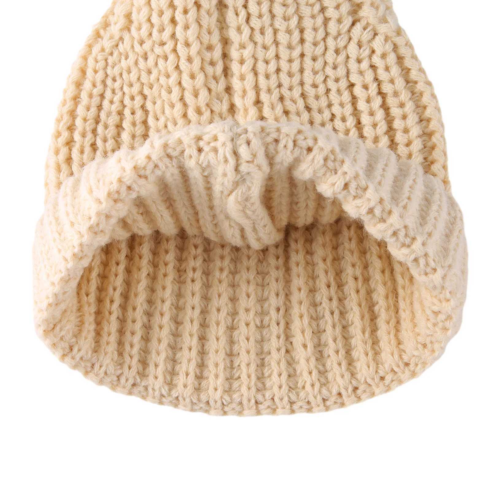 Pudcoco Kids Knit Hat Cute Soft Thickened Solid Color Beanie Warm Winter Cap for Baby Girls BoysXJ241213