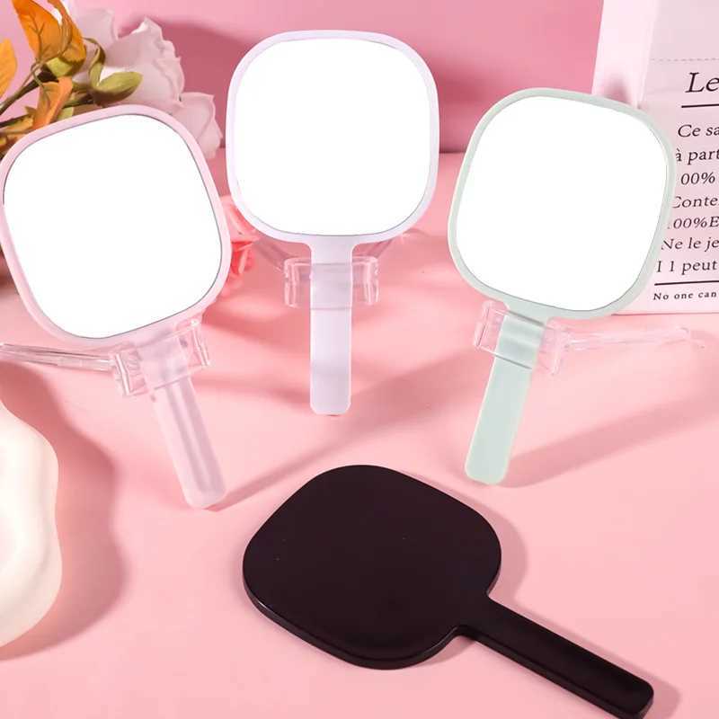 1Pc Makeup Mirror With Handle 3 Colors Plastic Portable Handheld Mirror For Women Girls Travel AccessoriesXJ241213