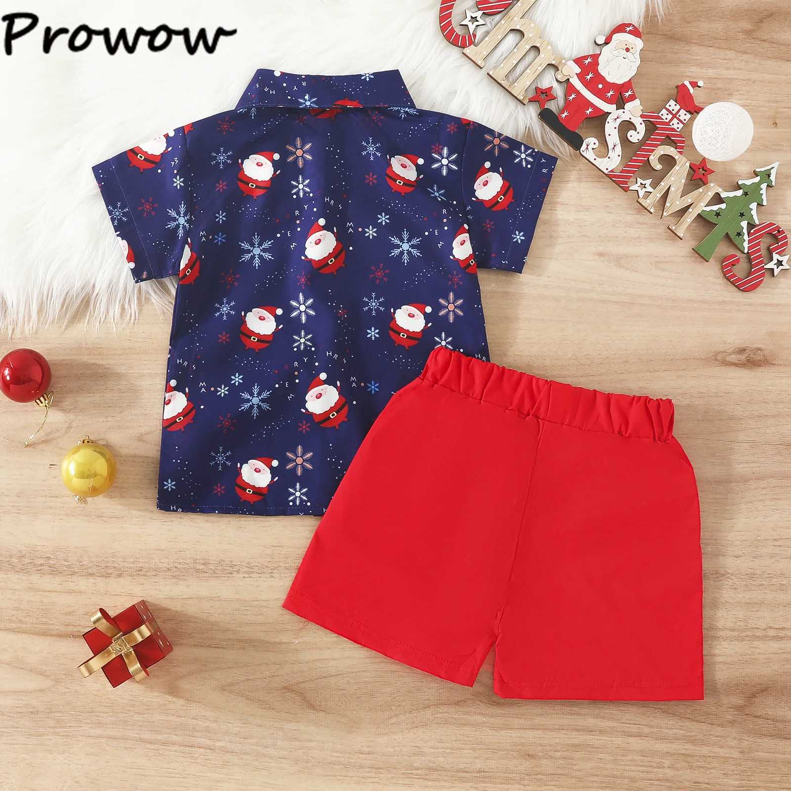 Preschool boys Christmas set gentlemans set childrens short sleeved deer shirt and red short sleeved childrens New Years clothing W241213
