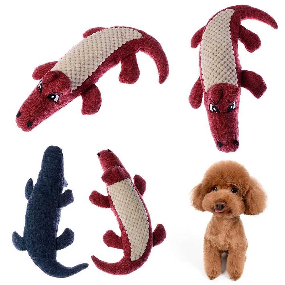 Pet Dog Toys Linen Plush Crocodile Animal Toys Dog Chewing Squeezing Noise Toys Cleaning Teeth Supplies Toys Hard Interactive Toys X241213