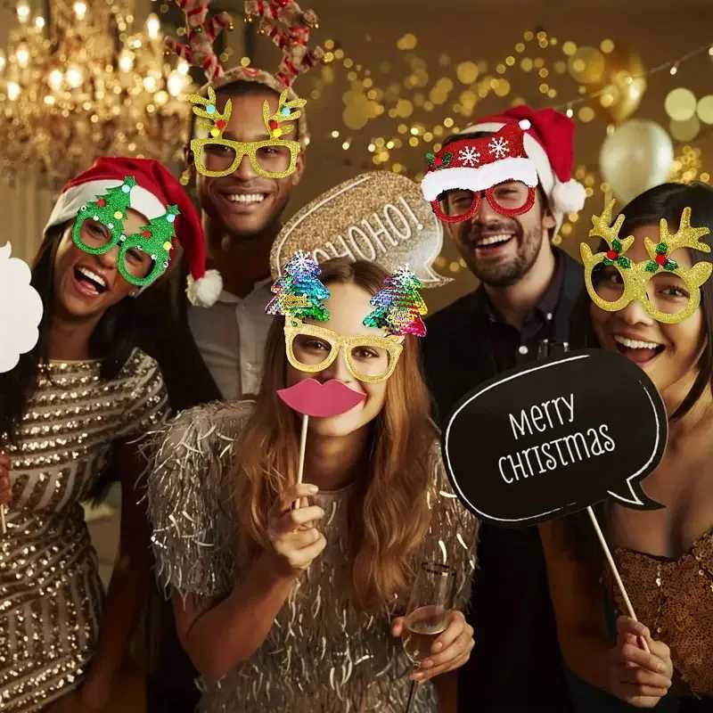 Sunglasses 9/ pairs/new Christmas decoration glasses adult and childrens Christmas gifts holiday supplies party creative eyeglass fr H241213