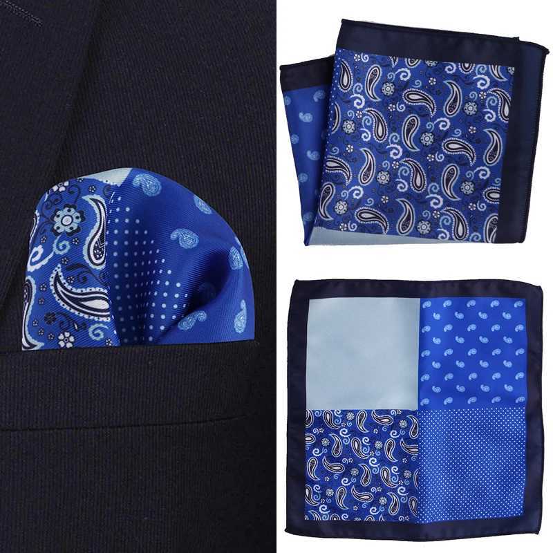 Tailor Smith Mens Hankerchief Paisley Polka Dot Floral Printed Hankies Polyester Hanky Business Pocket Square Chest Towel Gifts W241213