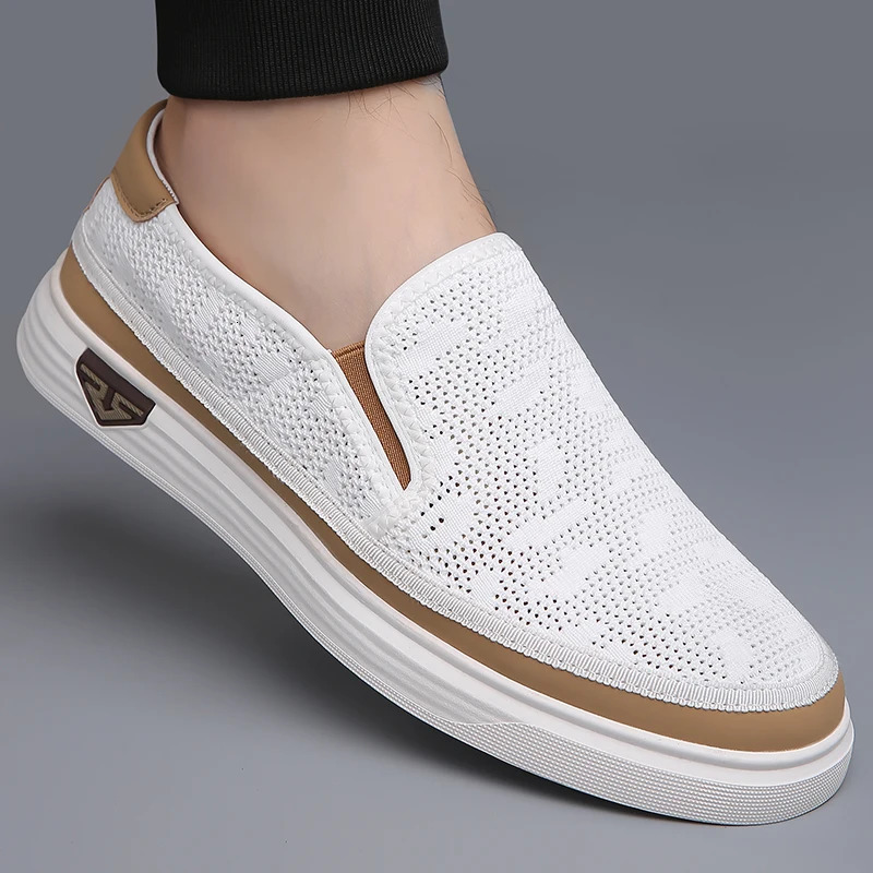 Mens breathable mesh casual shoes fashionable casual shoes anti slip outsole family fitness tennis hiking board shoes 241213