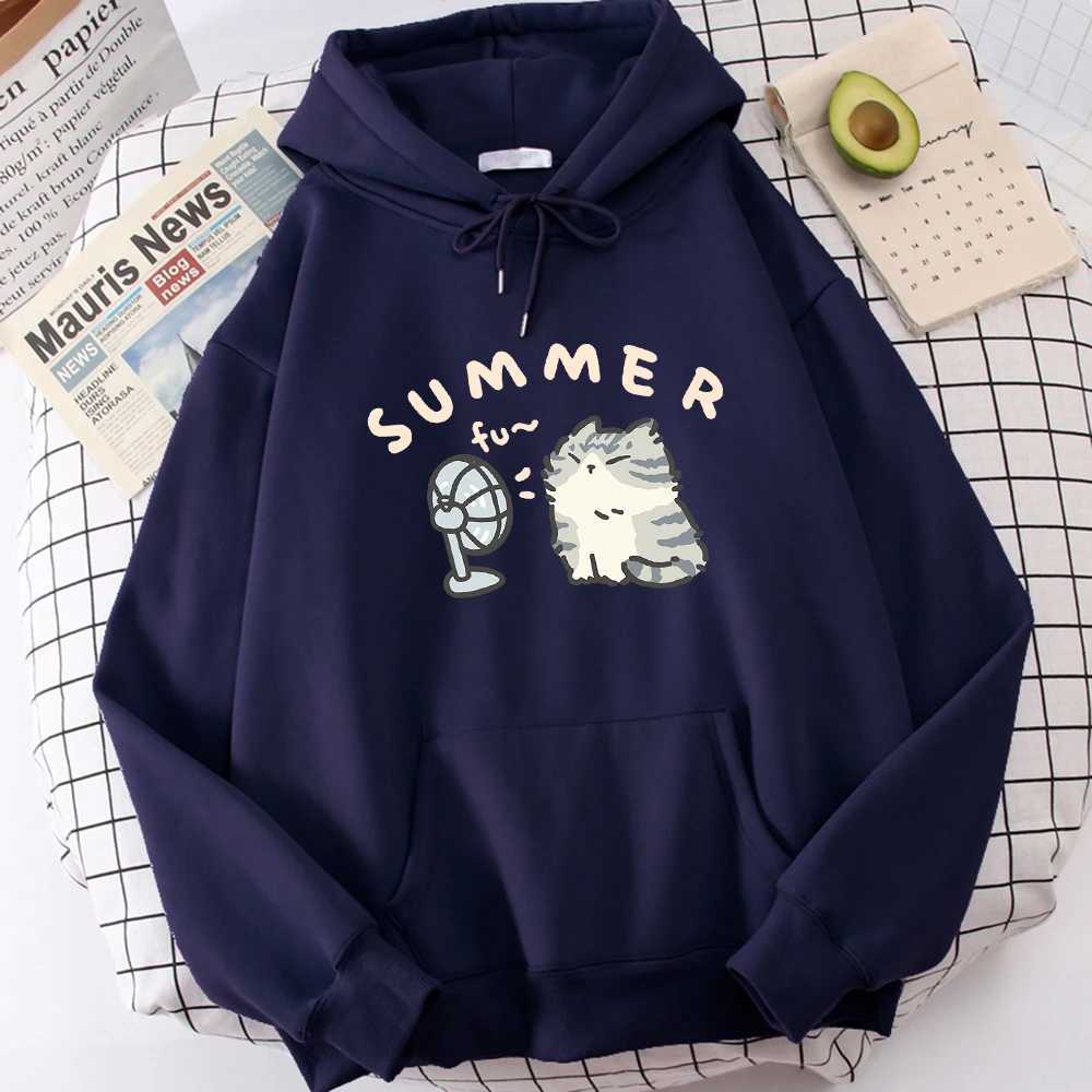 Short Beauty Blowing Fan Fun Print Mens Sweatshirt Breathable Original Street Clothing Graphic Sports Pullover Outdoor Novel Top W241213