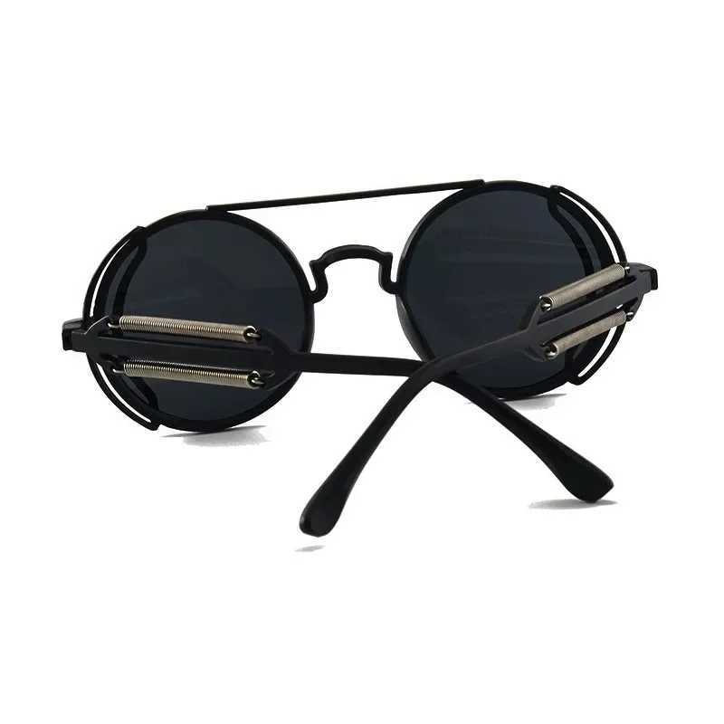Vintage Punk Round Frame Sun Glasses Men Steampunk Sunglasses Brand Designer Women Eyewear UV400 Outdoor Sports Driving GoogleX241213