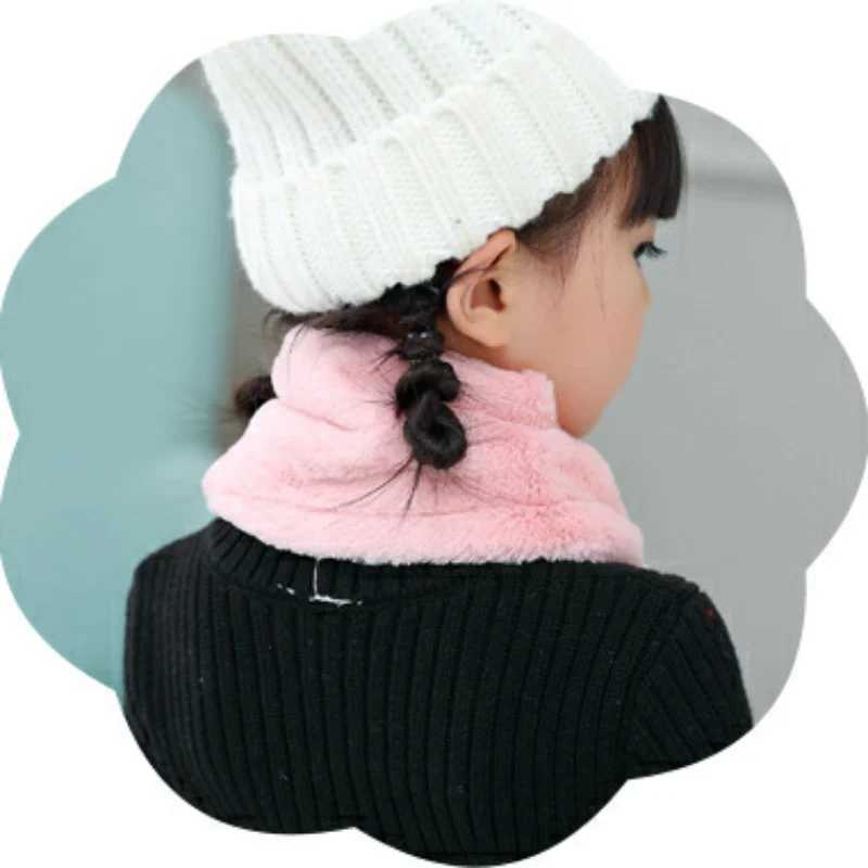 Scarves Wraps Intersection Shape Childrens Ring Warm Winter Scarf Cute 3D Cartoon Bear Imitation Rabbit Fur Collar Echarpe Girl Boys Scarves H241213