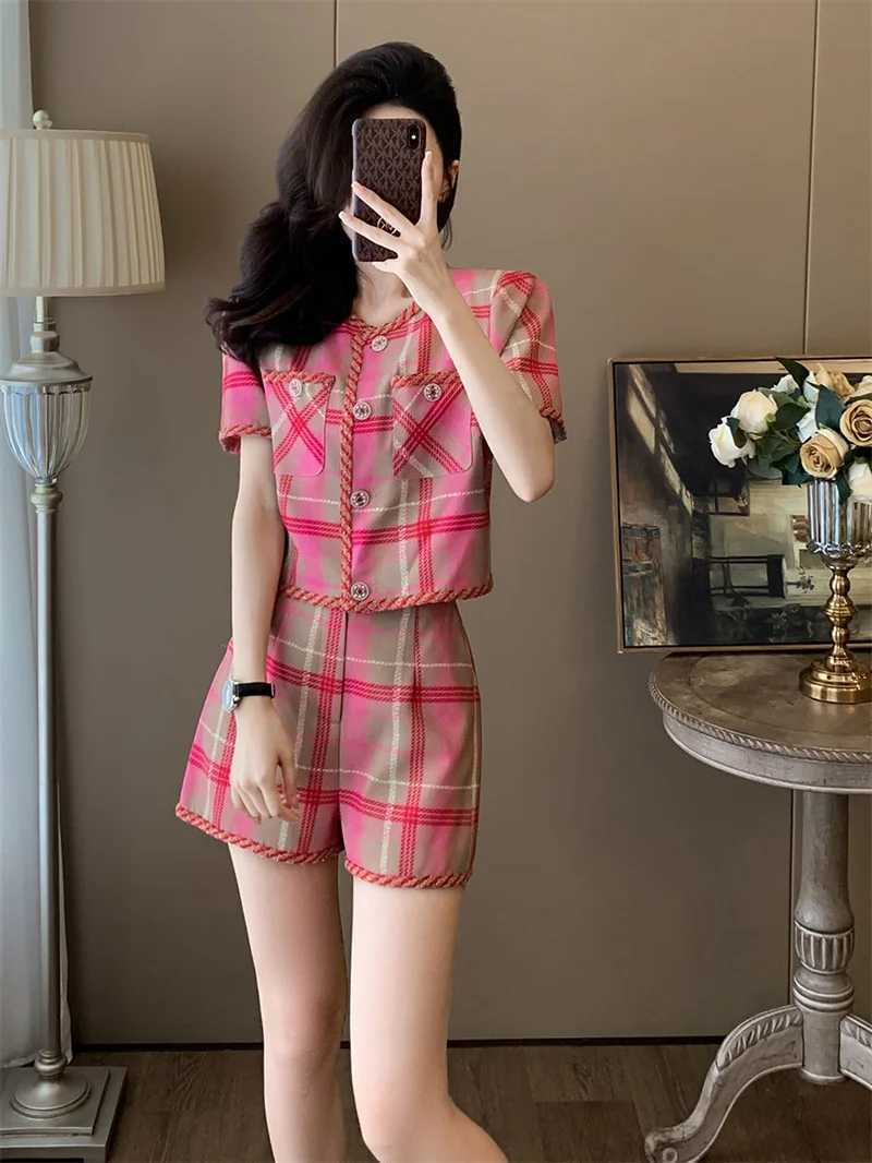 Women's Two Piece Pants Summer Cool Sasa Pulling Sister Bombing Strt Reducing Age Fashionable Western Style Small Fragrance Set Womens Summer Hig