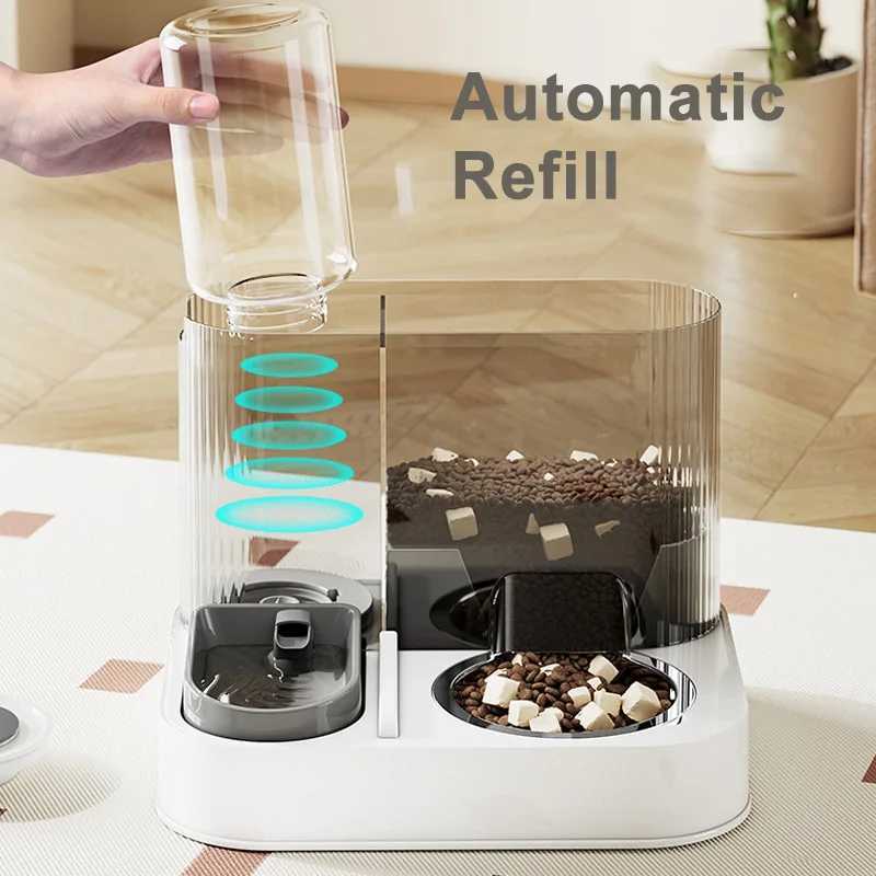 Cat Feeders 2 in 1 Pet Cat Feeder Automatic Pet Water Dispenser Large Capacity Cat Drinker Bowl Pet Food Storage Container Cat Accessories z241213