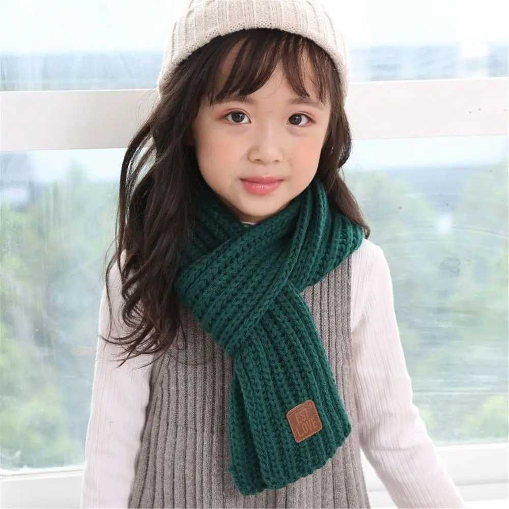 Scarves Wraps Fashion Boy Girl Winter Warm Scarf Knitting Wool Children Neck Warmer Wrap Outdoor Soft Neck Cover Windproof Neck Protection H241213