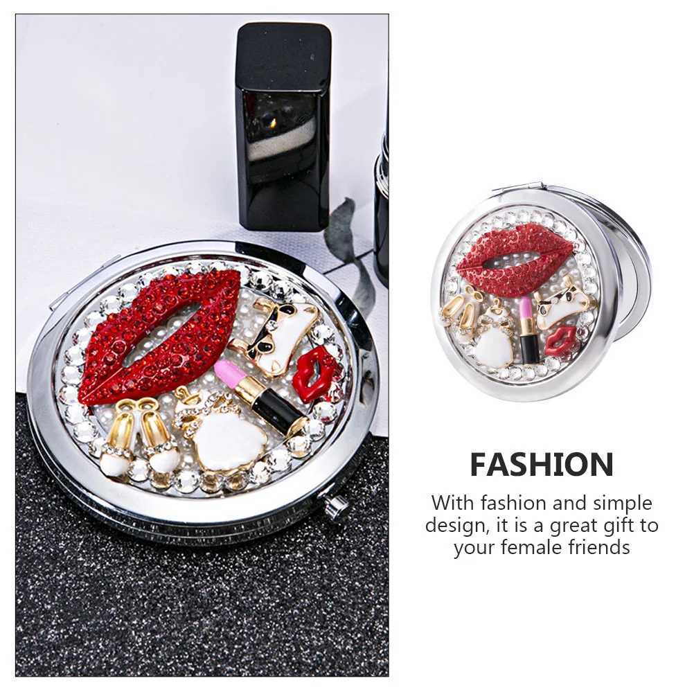 Cosmetics Pocket Mirror Rhinestone Vanity Portable Rhinestones Delicate Folding WomanXJ241213